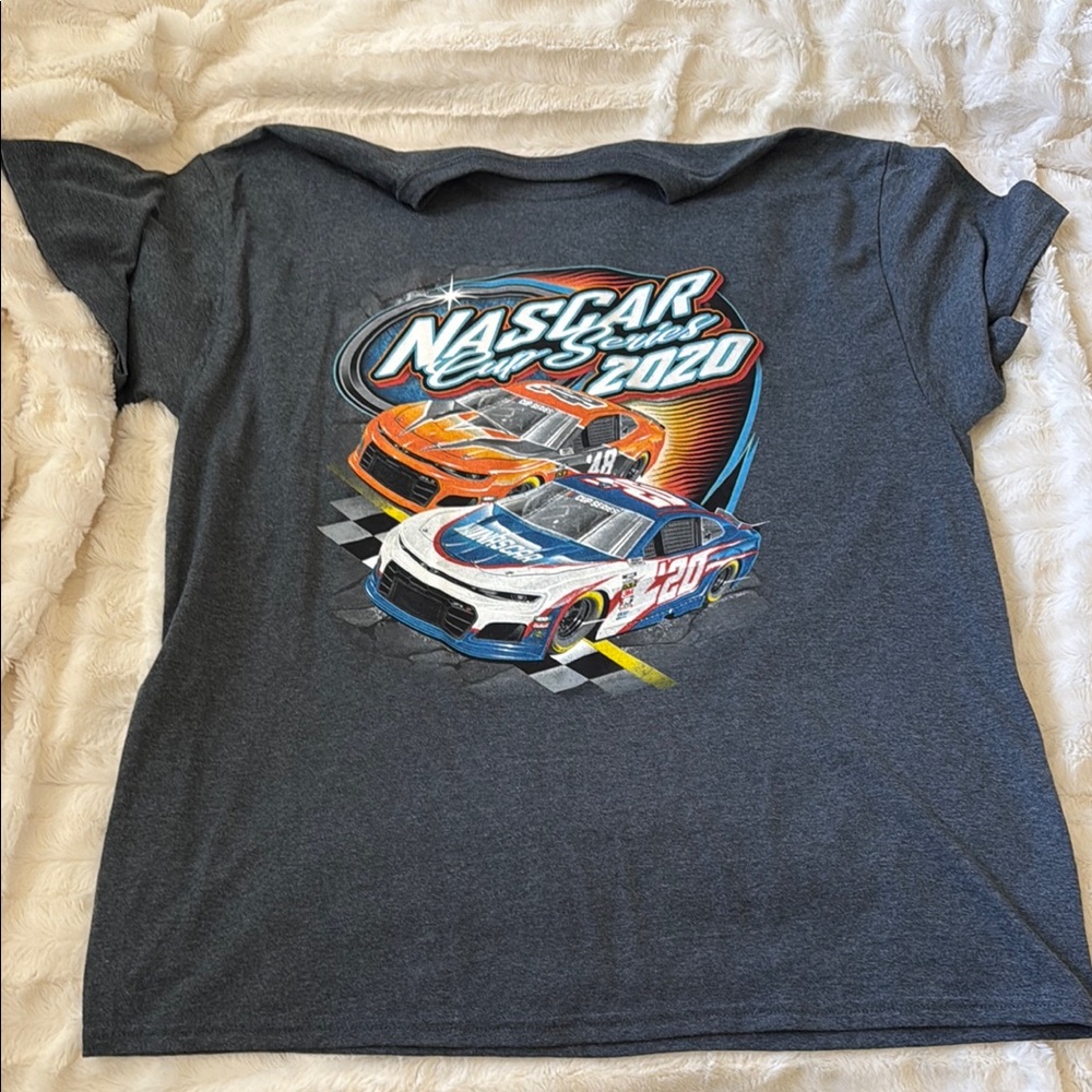 Nascar Gray Short Sleeve Tee with Racing Graphic